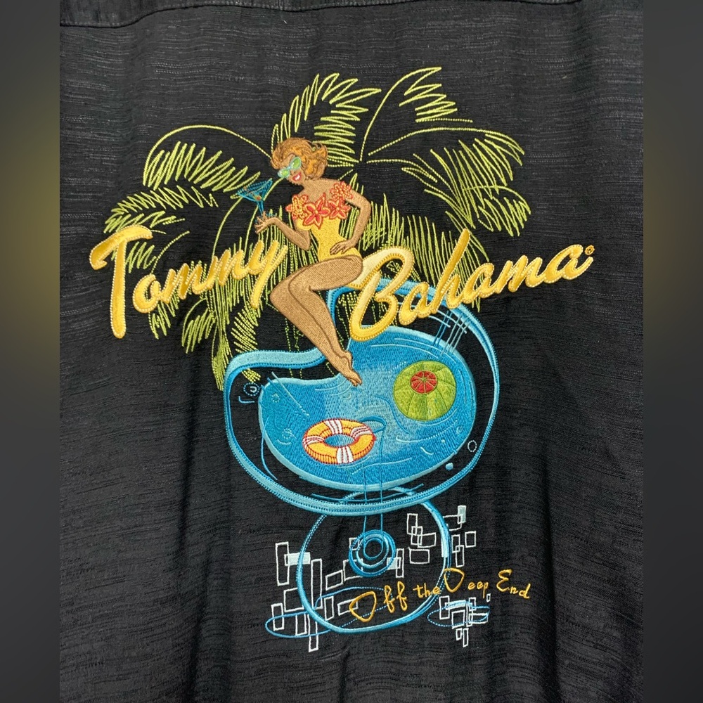 Tommy Bahama Black Silk Embroidered Shirt Size XXL